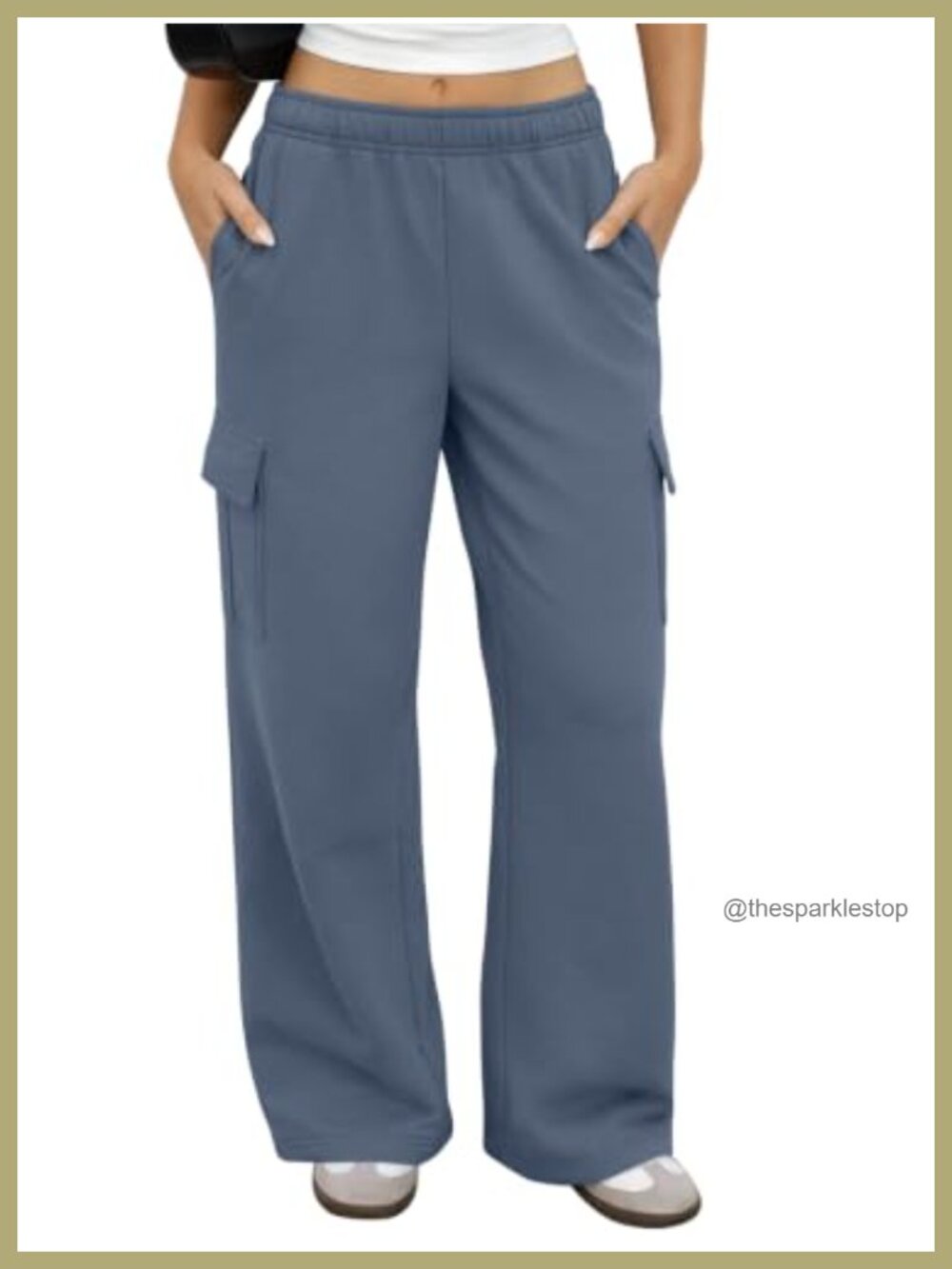 Wide Leg Cargo Sweatpants Women Baggy Fleece Lined Sweat Pants with Pockets